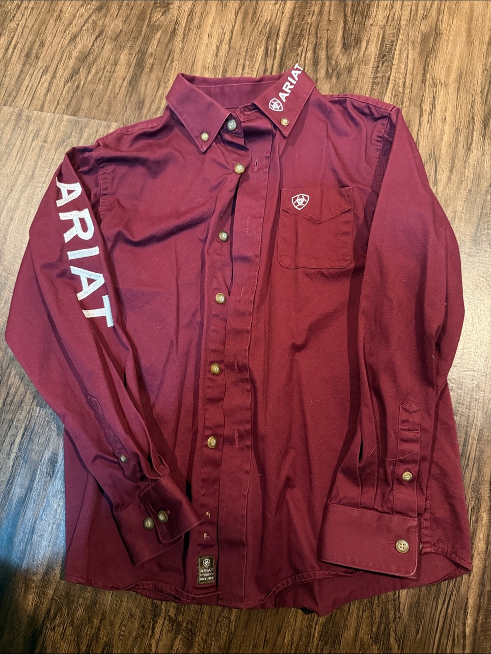 Ariat Maroon Western Logo Button-Up Shirt